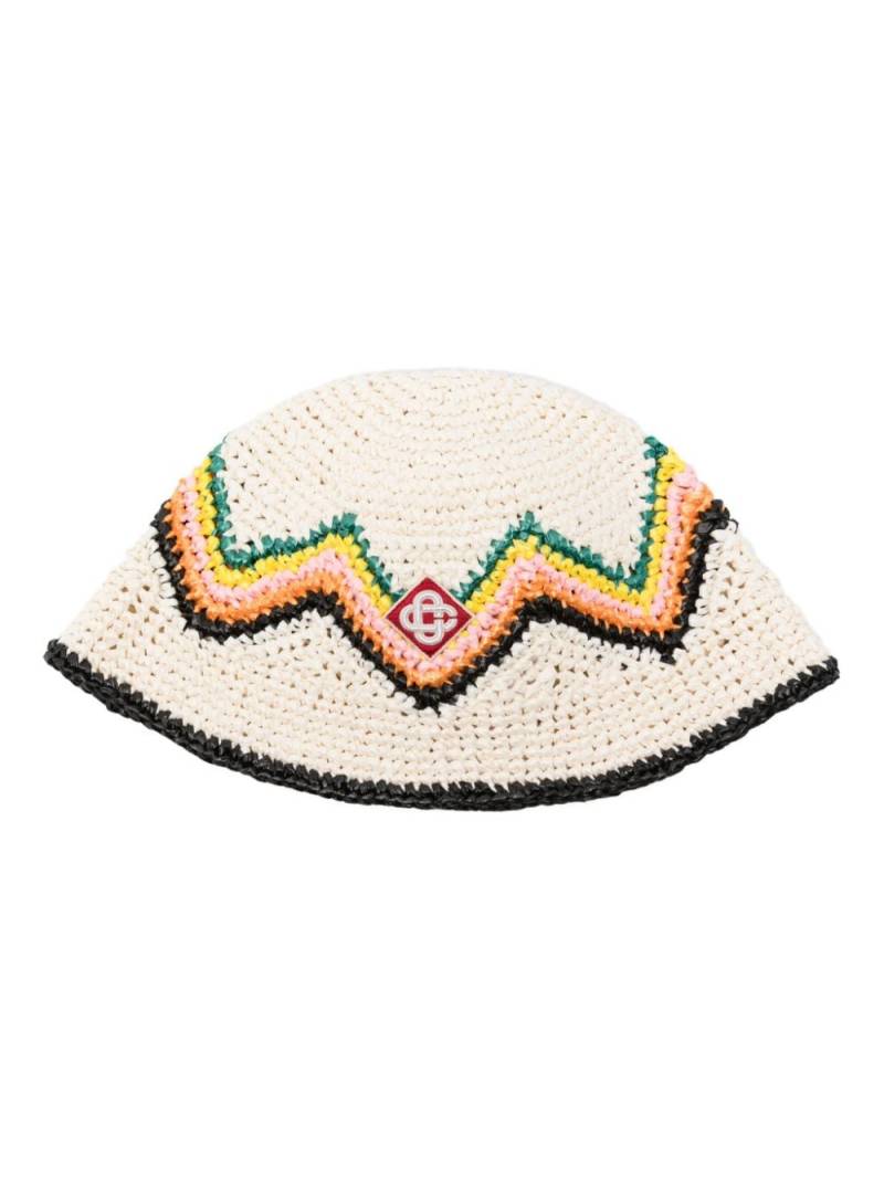 Casablanca logo-appliqué zigzag bucket hat - Neutrals von Casablanca