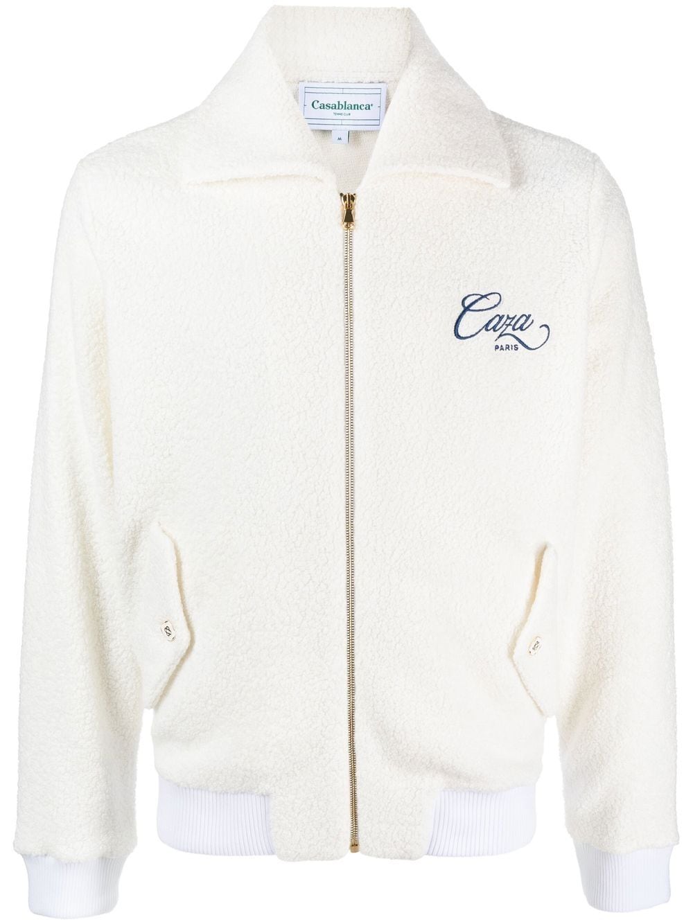 Casablanca logo-embroidered zip-front jacket - Neutrals von Casablanca