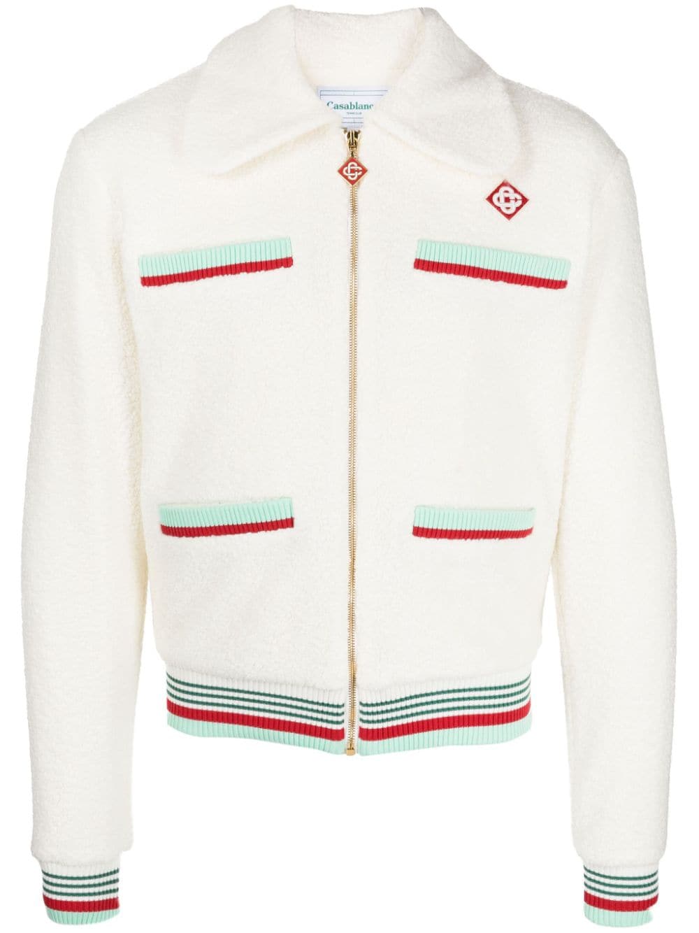 Casablanca logo-patch fleece jacket - Neutrals von Casablanca