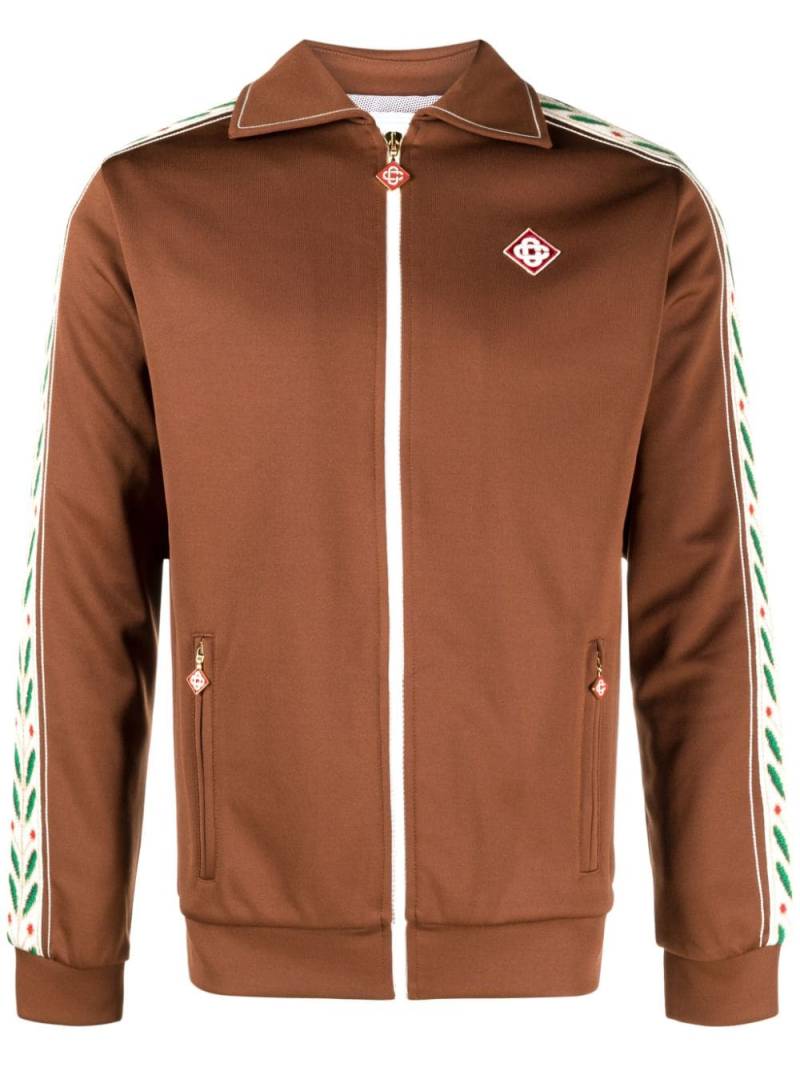 Casablanca logo-patch zip-up jacket - Brown von Casablanca