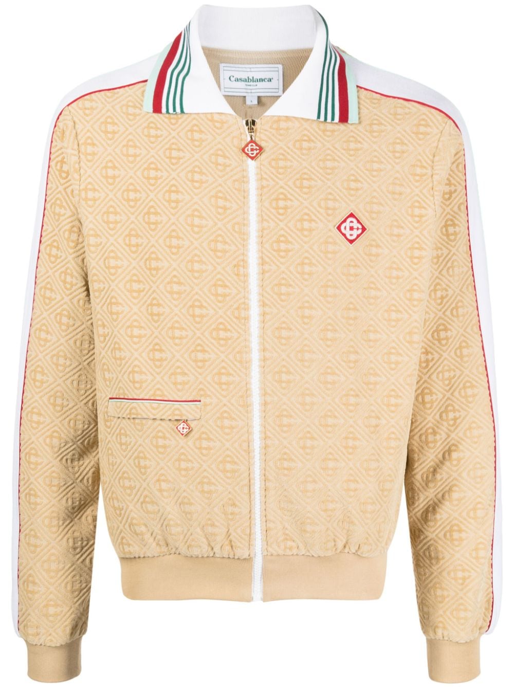 Casablanca monogram-jacquard velour zip-up jacket - Neutrals von Casablanca