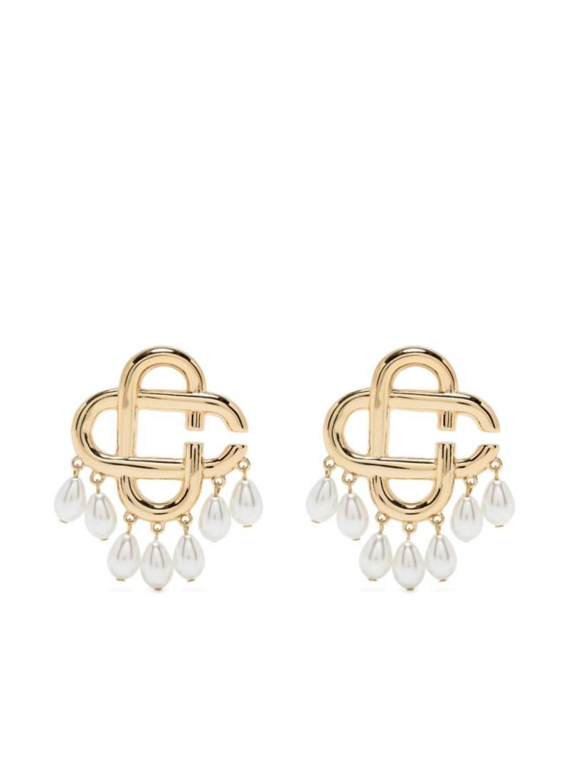 Casablanca pearl-drop logo earrings - Gold von Casablanca