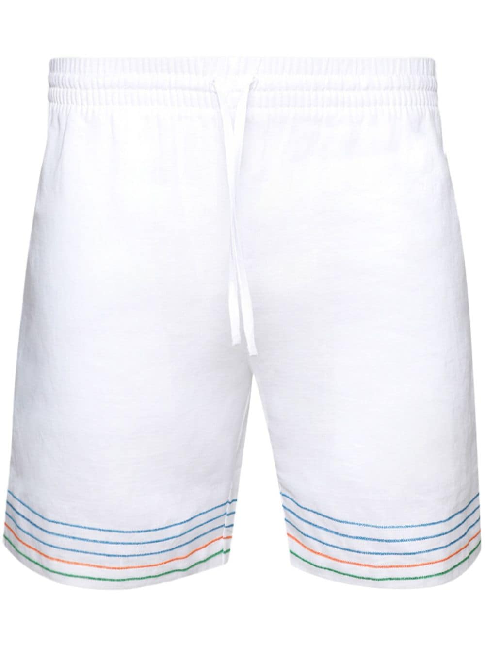 Casablanca stripe-embroidered linen shorts - White von Casablanca