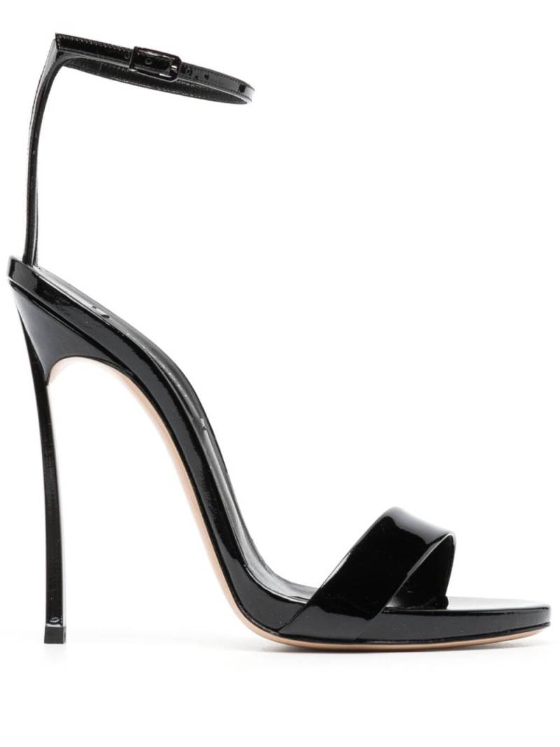 Casadei Blade 120mm patent-finish sandals - Black von Casadei