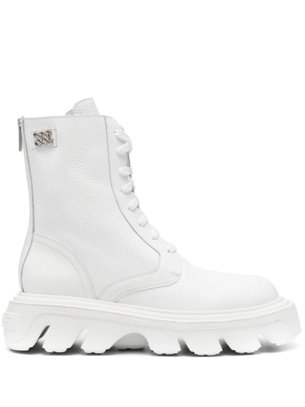 Casadei Pilot leather combat boots - White von Casadei