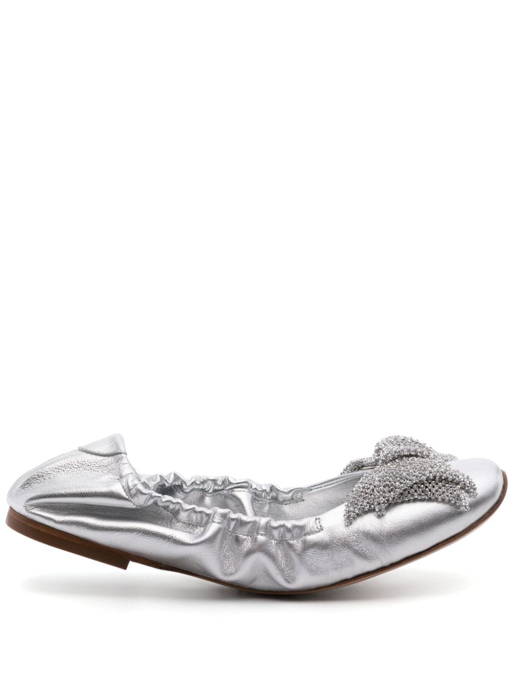Casadei bow-detail metallic ballerina shoes - Silver von Casadei
