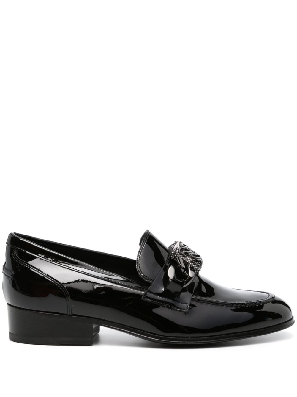Casadei buckle-embellished patent leather loafers - Black von Casadei