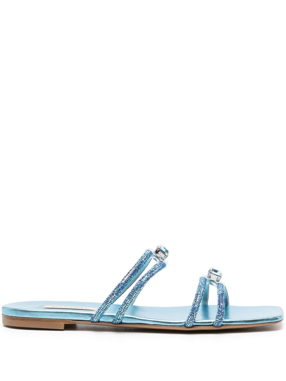 Casadei Calypso crystal-embellished leather slides - Blue von Casadei