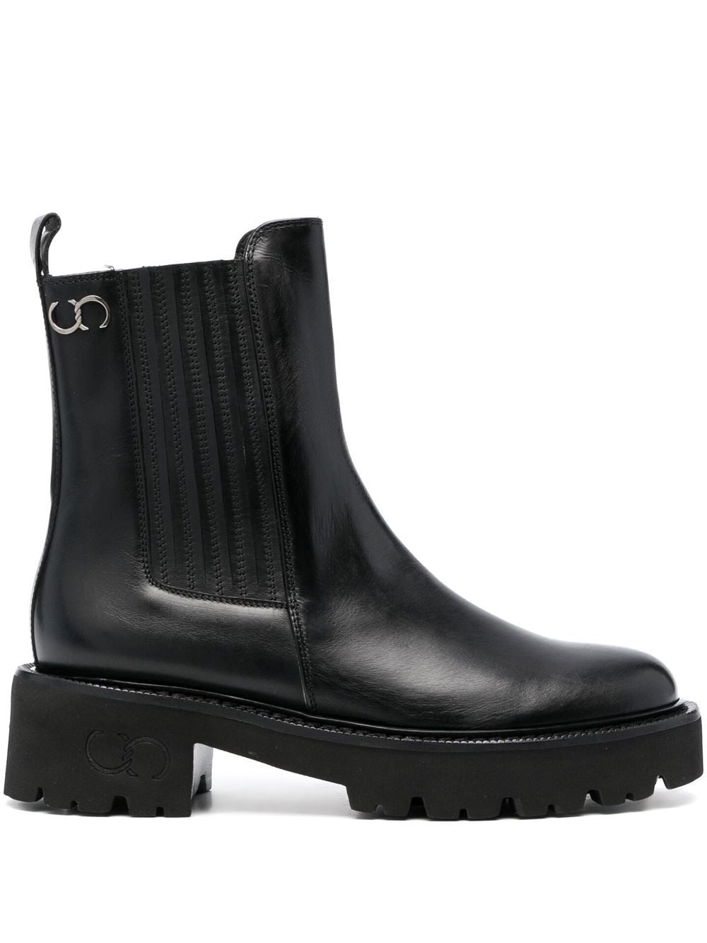 Casadei logo-plaque 50mm leather ankle boots - Black von Casadei