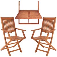 Balkonhängetisch inkl. 2 Stühle 3-tlg. Akazienholz FSC®-zertifiziert von Casaria®