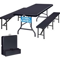 Bierzeltgarnitur 3-tlg Kunststoff Anthrazit 183cm von Casaria®