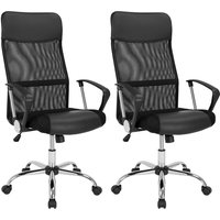 Bürostuhl Deluxe 2er-Set Schwarz mit Netz von Casaria®