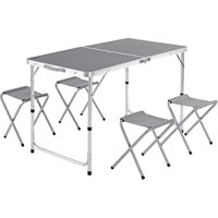 Campingsitzgruppe 5-tlg Grau Alu klappbar von Casaria®