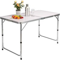 Campingtisch Weiß Aluminium 120x60x70cm klappbar von Casaria®