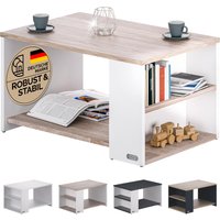 Couchtisch Santa Cruz Weiß/Eiche 90x59x47cm von Casaria®