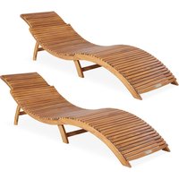 Faltbare Sonnenliege 2er-Set Akazienholz FSC®-zertifiziert von Casaria®