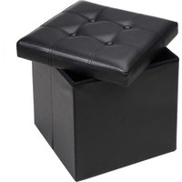 Faltbarer Sitzhocker mit Stauraum schwarz 38x38x38 cm von Casaria®