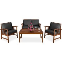 Garten-Sitzgruppe Atlas 4-tlg Anthrazit Akazienholz FSC®-zertifiziert von Casaria®