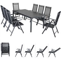 Garten-Sitzgruppe Bern 9-tlg Anthrazit Alu WPC von Casaria®