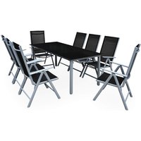 Garten-Sitzgruppe Bern 9-tlg Silber Alu von Casaria®