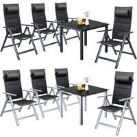 Garten-Sitzgruppe Bern Premium 5-tlg Silber Alu von Casaria®