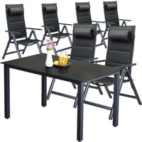 Garten-Sitzgruppe Bern Premium 7-tlg Anthrazit Alu von Casaria®