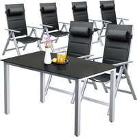Garten-Sitzgruppe Bern Premium 7-tlg Silber Alu von Casaria®