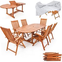 Garten-Sitzgruppe Vanamo 7-tlg Eukalyptusholz FSC®-zertifiziert Abdeckung von Casaria®