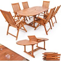 Garten-Sitzgruppe Vanamo 7-tlg Eukalyptusholz FSC®-zertifiziert von Casaria®