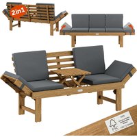 Gartenbank 200x45x76cm Akazienholz FSC®-zertifiziert wandelbar von Casaria®