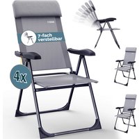 Gartenstuhl 4er-Set Grau Alu klappbar von Casaria®