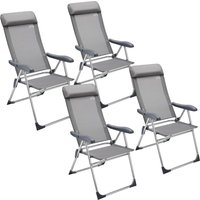 Gartenstuhl 4er-Set Silber Alu von Casaria®