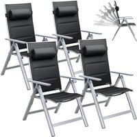Gartenstuhl Bern Premium 4er-Set Silber gepolstert von Casaria®