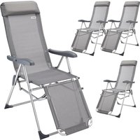 Gartenstuhl Hochlehner 4er-Set Anthrazit Alu von Casaria®