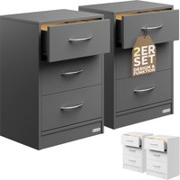 Nachttisch Eloise 2er-Set Anthrazit 54x39x28cm LED von Casaria®