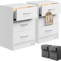 Nachttisch Eloise 2er-Set Weiß 54x39x28cm LED von Casaria®