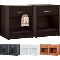 Nachttisch Hamburg 2er-Set Wenge-Optik 50x40x35cm von Casaria®