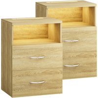 Nachttisch Jamie 2er-Set Eiche 55x40x28cm von Casaria®