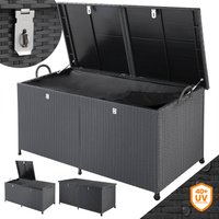 Polyrattan-Auflagenbox Schwarz 151x77x73cm mit Rollen von Casaria®
