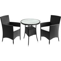 Polyrattan Balkonset 3-tlg inkl Sitzauflagen von Casaria®