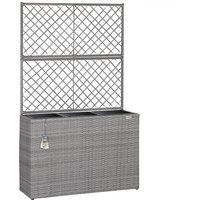 Polyrattan Blumenkasten mit Rankgitter Grau von Casaria®