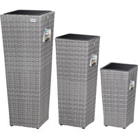 Polyrattan Blumentopf 3er-Set Grau von Casaria®