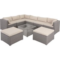 Polyrattan Ecklounge XXL Creme/Beige inkl Kissen von Casaria®