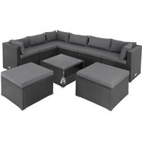 Polyrattan Ecklounge XXL Schwarz/Anthrazit inkl Kissen von Casaria®