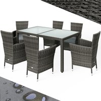 Polyrattan Garten-Sitzgruppe 7-tlg Grau/Anthrazit von Casaria®