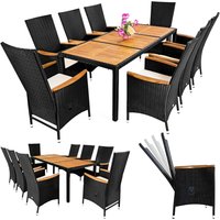 Polyrattan Garten-Sitzgruppe 9-tlg Schwarz von Casaria®