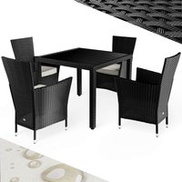 Polyrattan Garten-Sitzgruppe Riga 5-tlg Schwarz von Casaria®