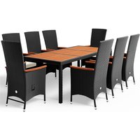 Polyrattan Garten-Sitzgruppe Rio 9-tlg Schwarz verstellbar von Casaria®