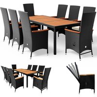 Polyrattan Garten-Sitzgruppe Rio 9-tlg. Schwarz von Casaria®