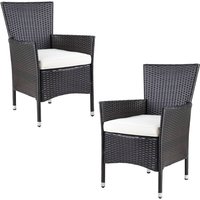 Polyrattan Gartenstuhl 2er-Set Braun/Creme stapelbar von Casaria®